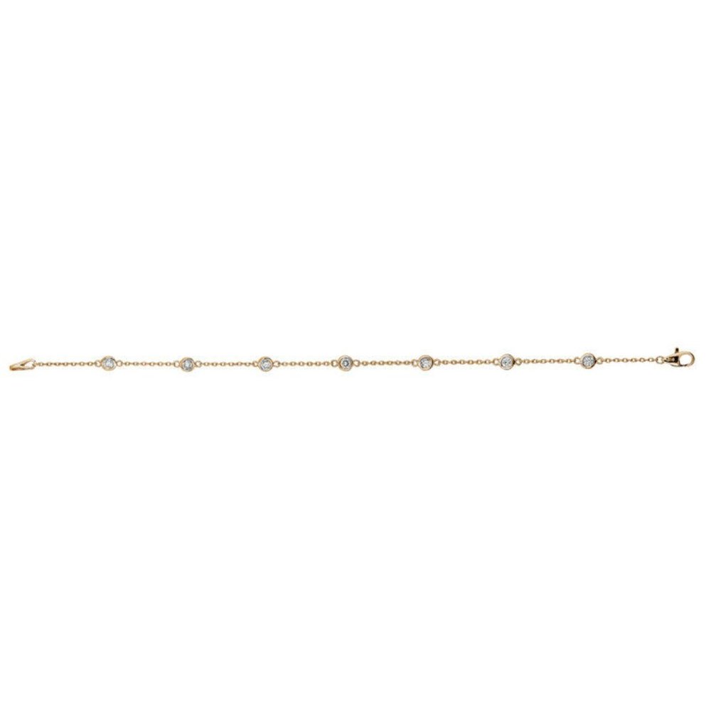 0.25 Carat Natural Diamond Bezel Bracelet G SI 14K